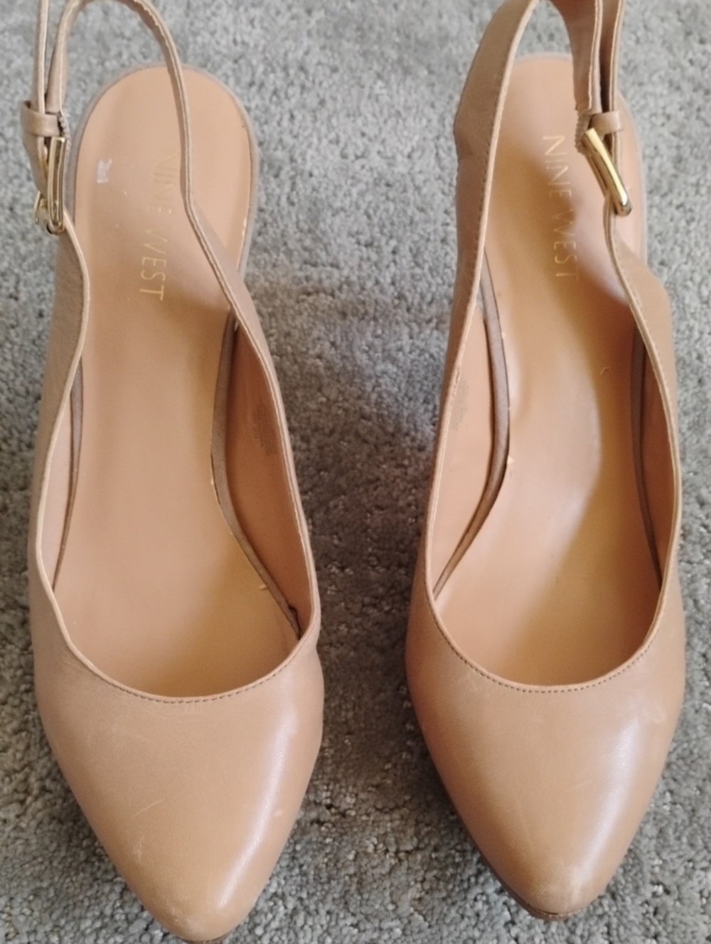 Size 8 Nine West Pointed Toe Slingback Pumps in Tan